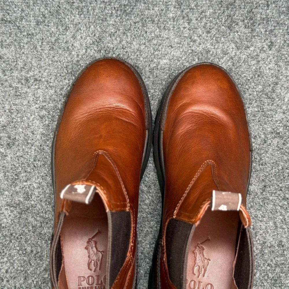 Polo Ralph Lauren Oslo Chelsea Boots Men's 7 Brown Leather Classic Pull On Shoes